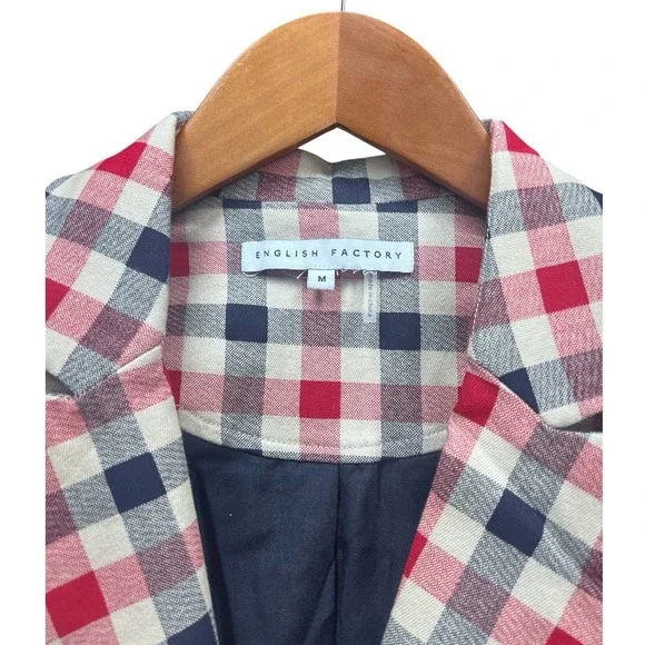 English Factory Plaid Check Blazer Women's Size Medium - Picture 4 of 5